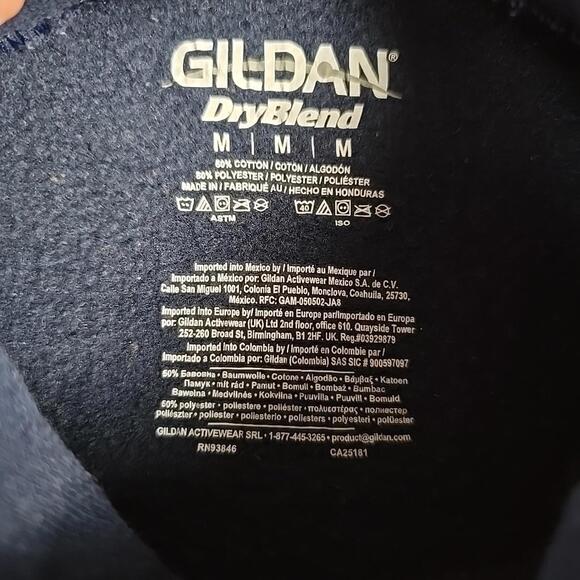 Unisex Gildan Dry Blend Hoodie 50% Poly /50% cotton Blue Medium Inderkum - Picture 3 of 9